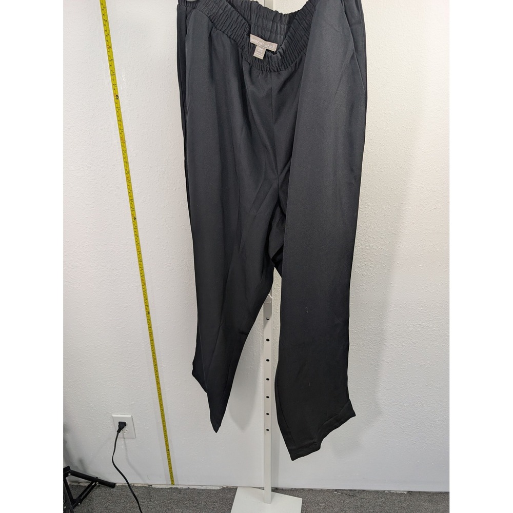Woman Within Black Elastic Waist Pull On Pants Womens 20W Petite Straight Leg